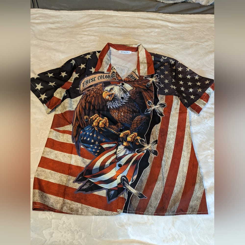 New w/o tags unique Patriotic button down.